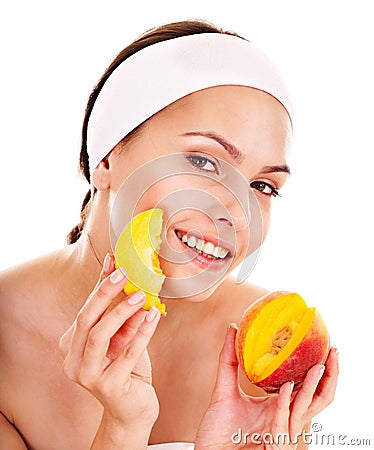 Natural homemade fruit facial masks . Stock Photo