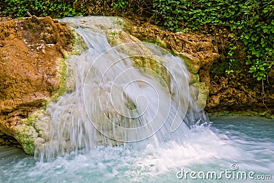 Natural hot springs in Bagni San Filippo - Fosso Bianco Stock Photo