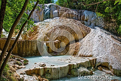 Natural hot springs in Bagni San Filippo - Fosso Bianco Stock Photo