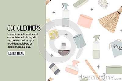 Natural household cleaners. Eco detergents, zero waste lifestyle Vector Illustration