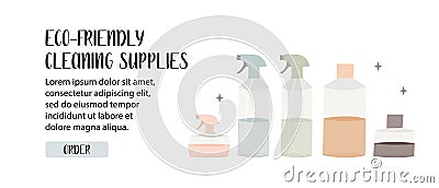 Natural household cleaners. Eco detergents, zero waste lifestyle Vector Illustration