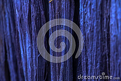 Natural Indigo dye cotton fabric, Cotton yarn dyed blue nature color Stock Photo