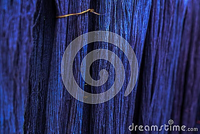 Natural Indigo dye cotton fabric, Cotton yarn dyed blue nature color Stock Photo