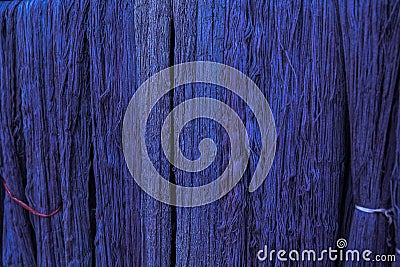 Natural Indigo dye cotton fabric, Cotton yarn dyed blue nature color Stock Photo