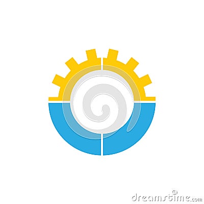 Natural industry sun cog and ocean logo vector Vector Illustration