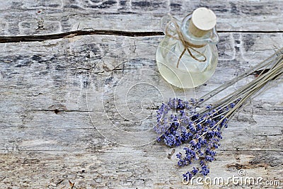 Natural Ingredients for Homemade Body Lavender Oil Stock Photo