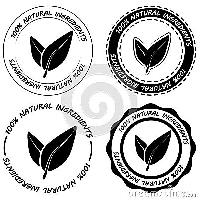 Natural ingredients. Set of organic black food labels. Fresh eco, vegetarian, natural, organic products, vegan label and eco foods Stock Photo