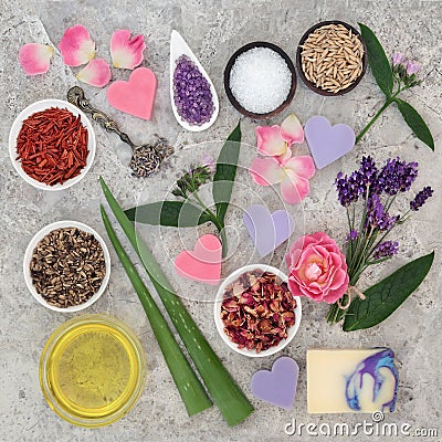 Natural Ingredients for Skin Health Care Stock Photo