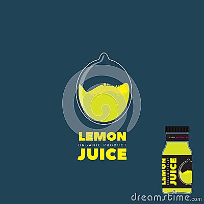 Natural Juice logo. Lemon Packaging design. Label for juice. Vector Illustration