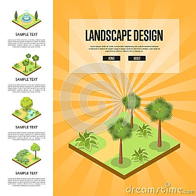 Natural landscape design isometric infographics Vector Illustration