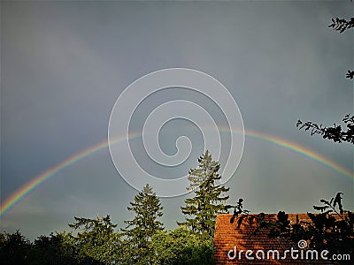 Natural landscape with a rainbow Editorial Stock Photo