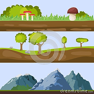 Natural landscapes Cartoon Illustration