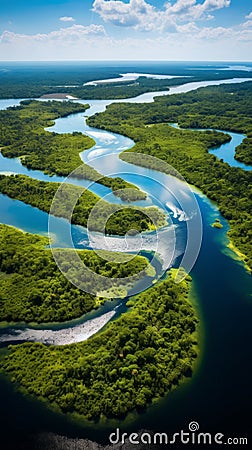 Natural landscapes of river with islands high view Stock Photo