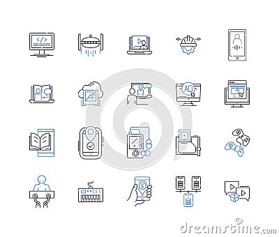 Natural language processing line icons collection. Sentiment, Parsing, Tokenization, Stemming, Morphology, Part-of Vector Illustration