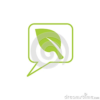 Natural leaf food talk forum symbol vector Vector Illustration