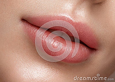 Natural lips close up Stock Photo