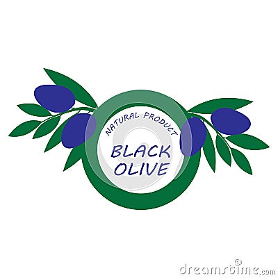 Natural logo or label with olive Vector Illustration