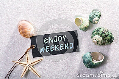 Label with enjoy weekend Stock Photo