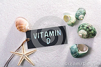 Label with vitamin d Stock Photo