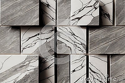 Natural marble stone grey tiles pattern Stock Photo