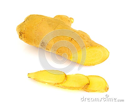 Natural Mature Ginger on White Background. Stock Photo