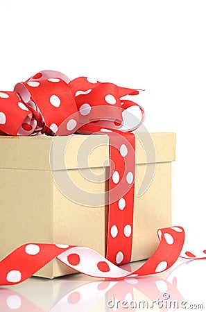 Natural modern trend gift wrapping with brown kraft gift box Stock Photo