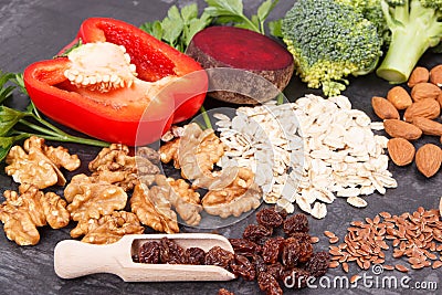 Natural nutritious food good for hypertension and diabetes, healthy lifestyle Stock Photo