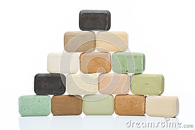 Natural olive soap bars pyramid Stock Photo