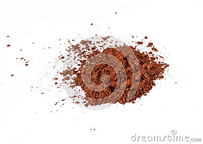 Natural orange colored satin pigment. Loose cosmetic powder. Eyeshadow pigment isolated on a white background, close-up Stock Photo