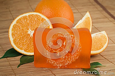 Natural orange soap of handmade Stock Photo