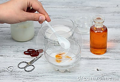 Natural orange sugar scub good for perfect skin. Stock Photo