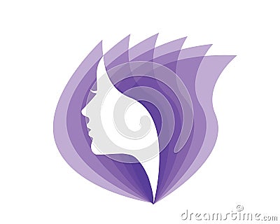 Natural Organic Beauty Female Face Logo Vector Illustration