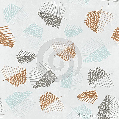 Natural organic leaf shapes in neutral colours seamless repeat patter Stock Photo