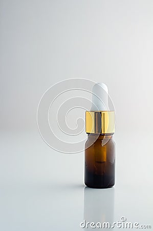 Natural organic oil bottle on white background Stock Photo