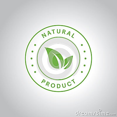 Natural Organic Product Green Line Stamp. Quality Fresh Natural Ingredients Outline Sticker. Vector Illustration