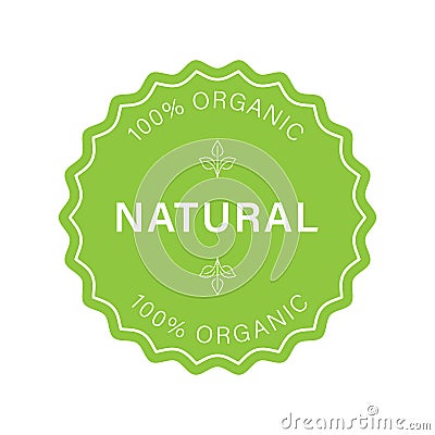 Natural Organic Product Green Stamp. Eco Friendly Healthy Food Label. Pure Symbol. Quality Fresh Natural Ingredients Vector Illustration