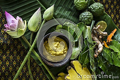 Natural organic products in asian beauty spa Stock Photo