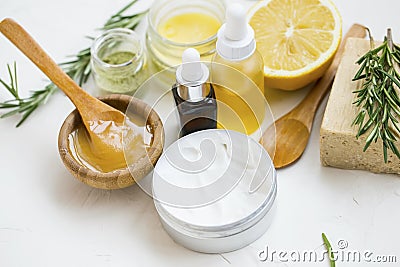 Natural organic spa ingredients, natural beauty treatments Stock Photo