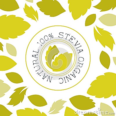 Natural Organic Stevia Banner with Label or Badge Vector Illustration Vector Illustration
