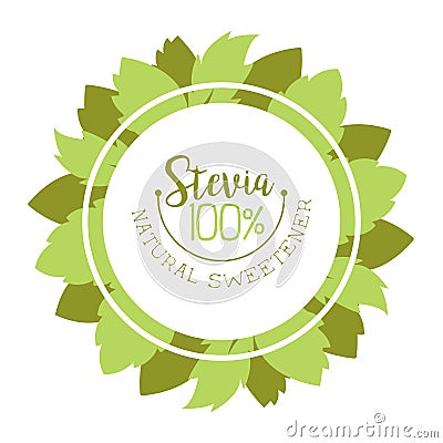 Natural Organic Stevia Label or Badge Vector Illustration Vector Illustration