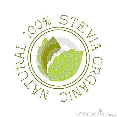 Natural organic stevia logo. Healthy product label vector Illustration Vector Illustration