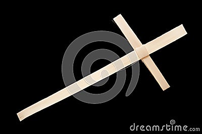 Natural Palm Cross, isolated on black Stock Photo