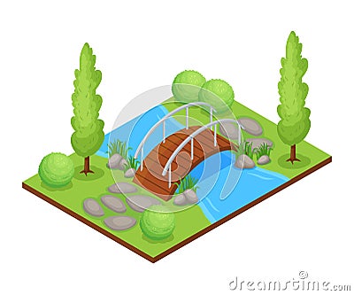 Natural Park Composition Vector Illustration