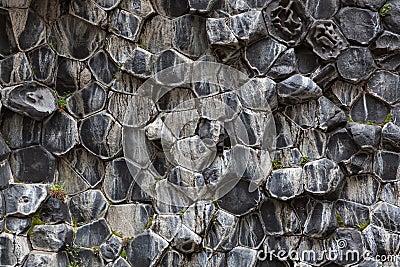 Natural pattern of hexagonal stone formations in. Stock Photo
