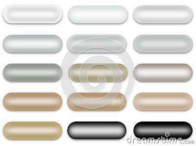 Natural Pearl Pearly Buttons Set (Isolated) Cartoon Illustration