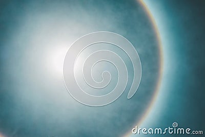 Natural phenomenon in which the sun has a beautiful rainbow edge Stock Photo