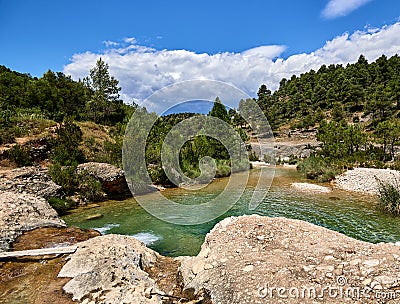 Natural pond in the Ulldemo River at The Pesquera spot in Beceite, Teruel, Spain Stock Photo