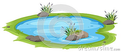 A natural pond on white background Vector Illustration