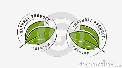 Natural product label. Leaf symbol or logo vector illustration Vector Illustration