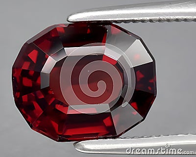 natural red rhodolite garnet gem on the background Stock Photo